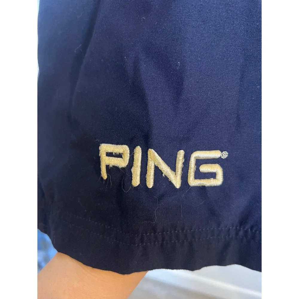 PING Mens Windbreaker Quarter Zip Short Sleeve Golf Pullover Blue Size‎ Large
